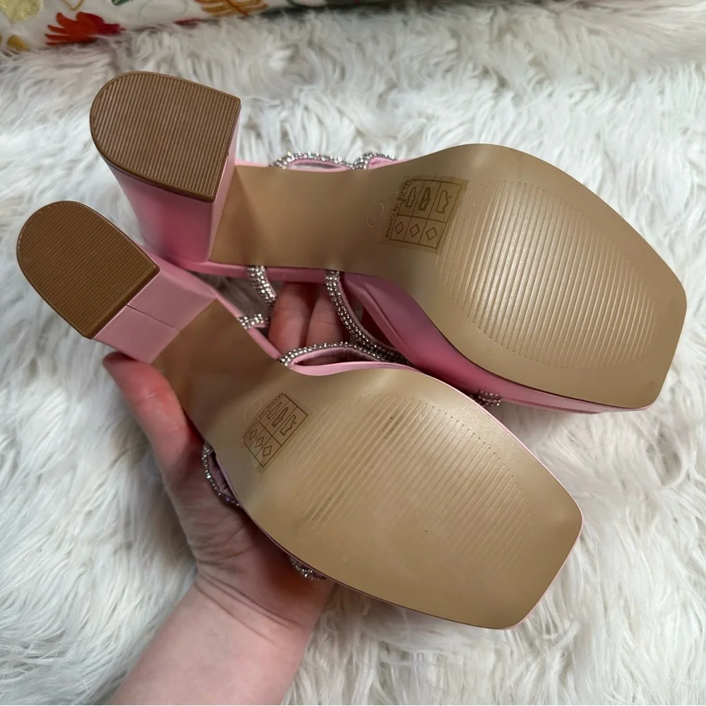 Shein • Dazzling Rhinestone Pink Barbie Chunky Platform Heels